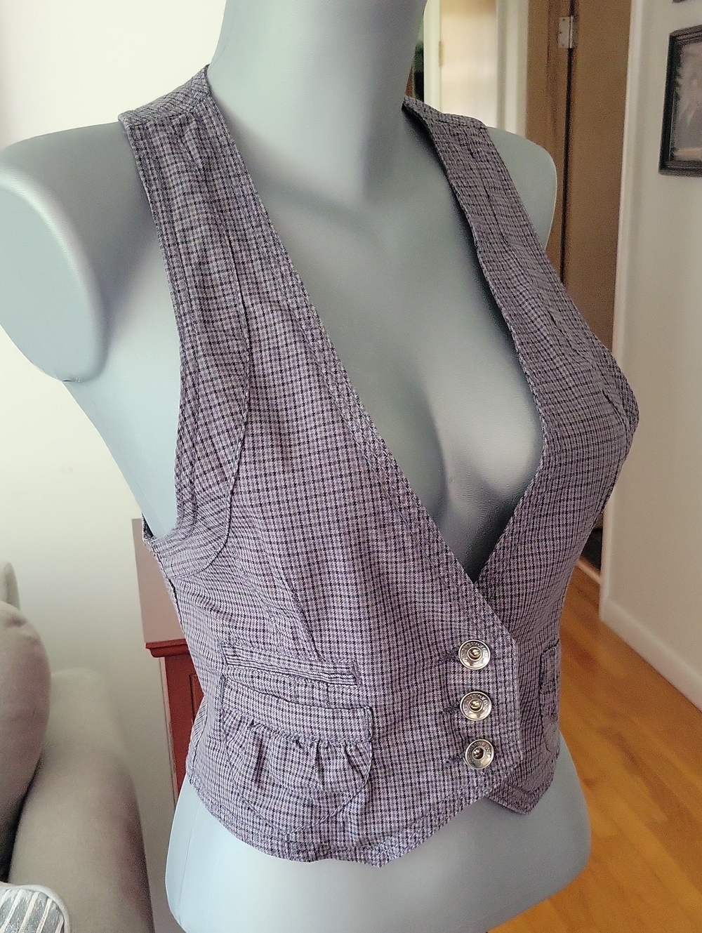 Union Bay Vest Medium Black/Gray Houndstooth Y2K Vintage